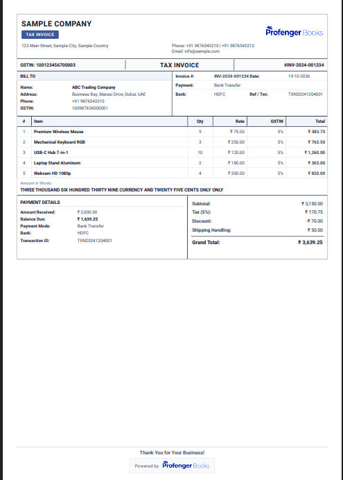 Basic Invoice Template Preview