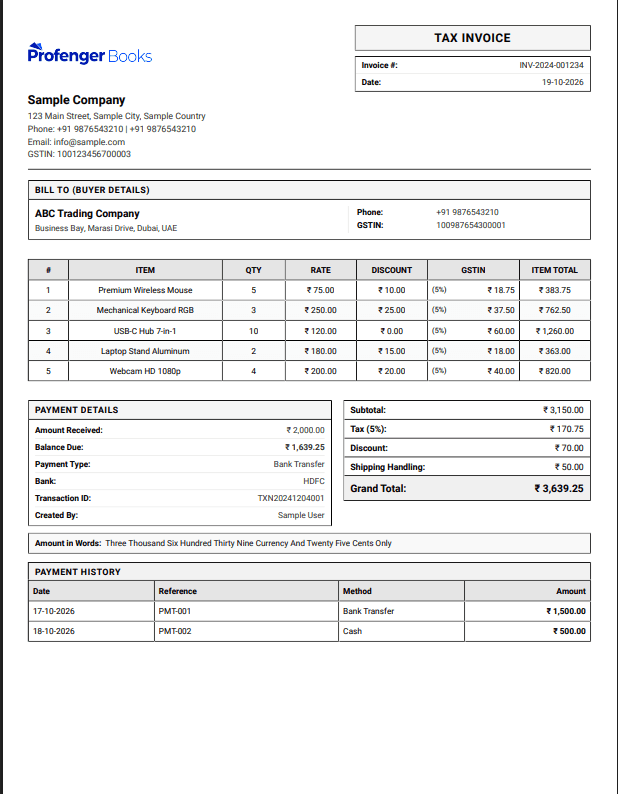 Classic Invoice Template Preview