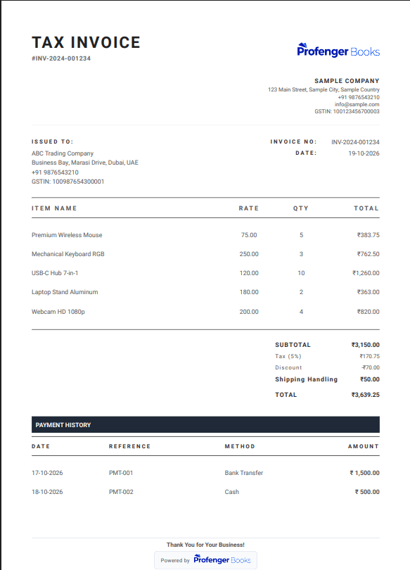 Elegant Invoice Template Preview