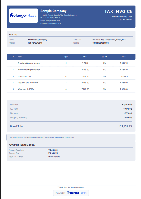 Modern Invoice Template Preview
