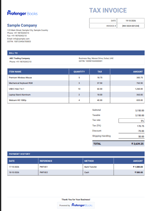 Professional Invoice Template Preview